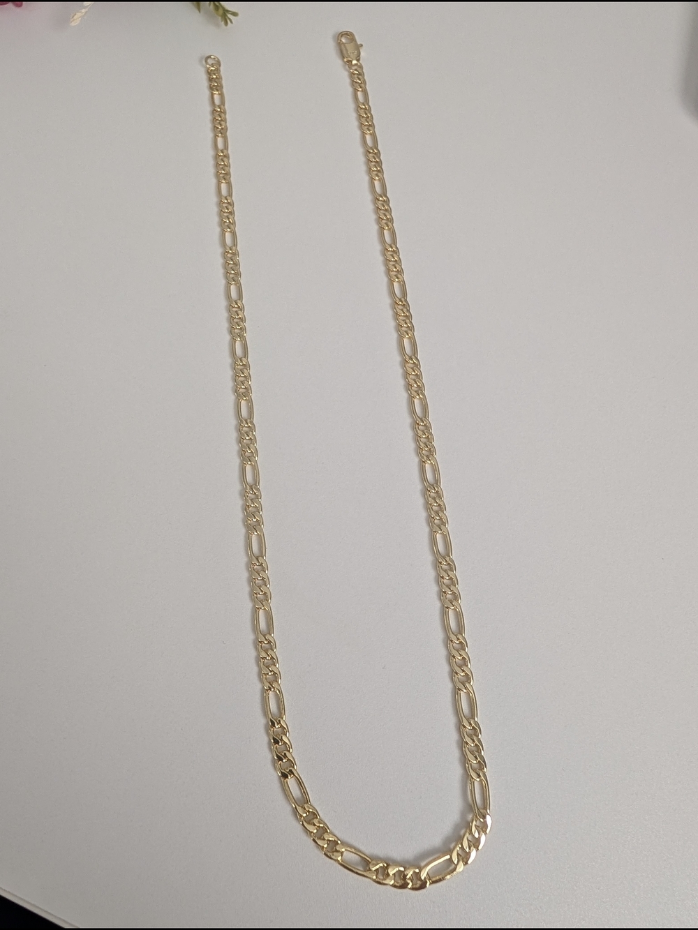 .925 Sterling Silver 14K Gold Plated Figaro Chain Necklace